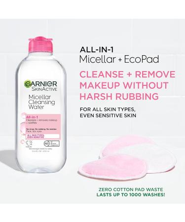 Shop Garnier Micellar Water & Eco Pad Starter Kit - All-In-One Facial Cleanser & Reusable Makeup Remover Pads - Buy Online on GoSupps.com