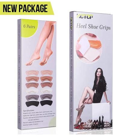 6 Pairs Heel Cushion Pads - Self-Adhesive Shoe Grips for Foot Care - Multicolor (Brown, Khaki, Black) - Buy Online on GoSupps.com