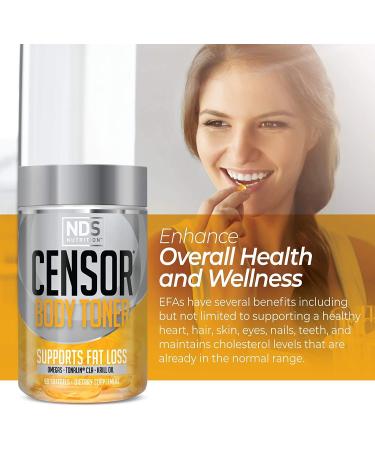 NDS Nutrition Censor - Fat Loss & Body Toner with CLA, Fish Oil, Safflower, Omega 3-6-9 Blend - 90 Softgels for Improved Energy & Health - Buy Online on GoSupps.com