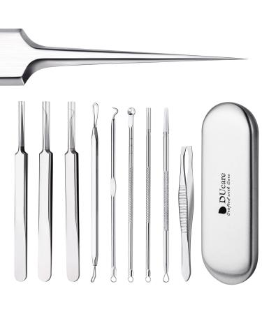 DUcare Blackhead Remover Tools 9 Pcs Pimple Popper Tool Kit with Metal Case for Pimples Blackheads Zit Removing Forehead White - Buy Online on GoSupps.com