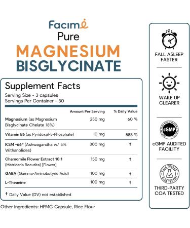 Natural Chelated Magnesium Glycinate Sleep Aid - Melatonin-Free Sleep & Stress Relief with KSM-66 Ashwagandha, GABA, L-Theanine & Chamomile for Muscle Relaxation - Made in USA - 90 Capsules - Buy Online on GoSupps.com