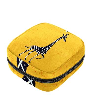 Bright Yellow Animal Sanitary Napkin Storage Bag for Girls Women Portable First Period Pads Bag Tampons Holder Girls Travel Makeup Bag Large Capacity Multicoloured 01