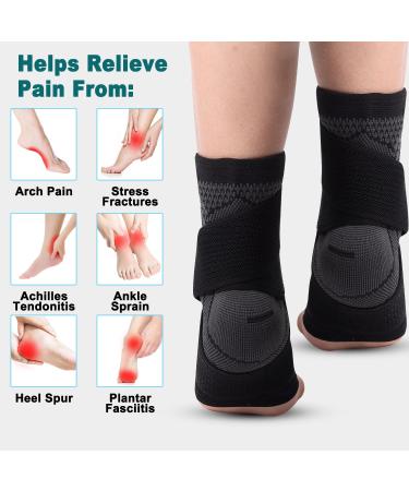Ankle Brace for Achilles & Plantar Fasciitis Relief Compression Sleeve & Support Strap for Men & Women | Heel Protector for Pain Relief & Tendonitis - Buy Online on GoSupps.com