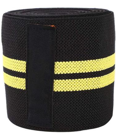 Zerone Sports Knee Bandage Wrap - Elastic Kneepad Straps for Gym Weightlifting & Cross Training - Compression & Support in Black & Yellow - Buy Online on GoSupps.com
