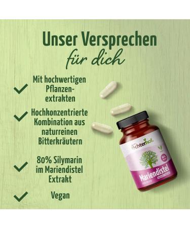 Mary Thistle Complex 180 Capsules | Vegan & High Dose | 4-Fold Daria Thistle Artichoke Dandelion Root Desmodium | 80% Silymarin | No Additives | Achterhof - Buy Online on GoSupps.com