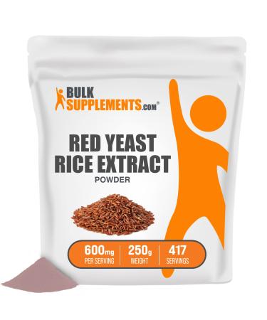 BulkSupplements.com Red Yeast Rice Extract Powder - Herbal Supplement for Heart Health, Red Rice Yeast - 600mg of Red Yeast Rice Powder per Serving, Soy Free (250 Grams - 8.8 oz) 8.81 Ounce (Pack of 1)