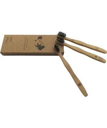 Children's Bamboo Toothbrushes Set - 3 Piece Eco-Friendly Recyclable Soft Bristles & Bamboo Handle - Buy Online on GoSupps.com