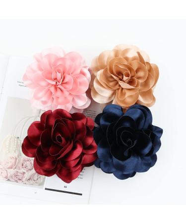 Cinaci 4 Pack Black Plastic Hair Claws with Satin Rose Flower - Hair Accessories for Women and Girls - Buy Online on GoSupps.com