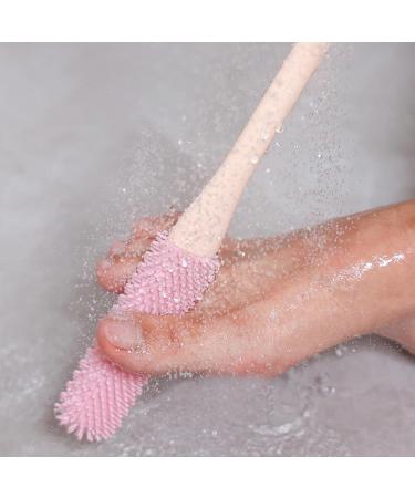 2 Toe gaps Cleaning Brush Foot Scrubber In Shower With Long Handle Silicone Foot Brush Toe Cleaning Brush Soft Toe Scrubber Brush For Washing Foot Pink - Buy Online on GoSupps.com