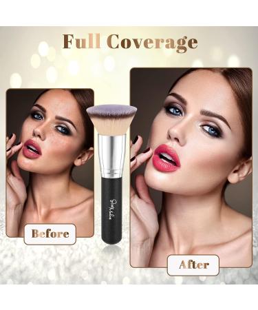 Start Makers Flat Top Kabuki Foundation Brush - Premium Synthetic Full Coverage Powder Brush for Flawless Makeup Application (Black) - Buy Online on GoSupps.com