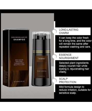  Grgowe Natural Hair Dye Shampoo Instant Hair Dye Shampoo Colors Hair in Minutes Long-lasting Colour Nourishing and Shine Suitable for All Hair Types Brown-200 ml - Buy Online on GoSupps.com