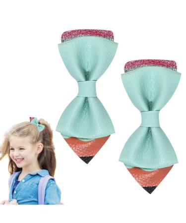 Pencil Hair Clip - Pencil Bows Hair Clips for Back to School - Unique Strong Hold Hair Clips Claw Clips School Hair Accessories for Kindergarten Students Lake Blue