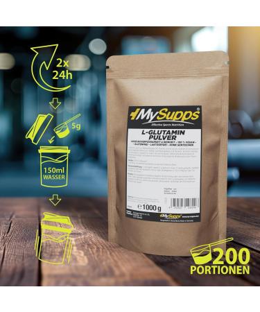 My Supps 1kg L-Glutamine Powder | High Dose Tasteless Amino Acid for Maximum Performance | Made in Germany - Buy Online on GoSupps.com
