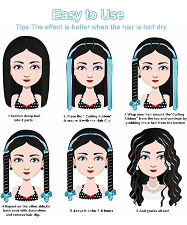 Soft Heatless Curlers Headband for DIY Waves - Blue Elastic Hair Band for Long and Medium Hair - Buy Online on GoSupps.com