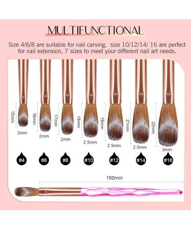 Saviland 7PC Acrylic Nail Brush Set - Purple Crystal Art Brushes for Acrylic Powder & Nail Extensions (Sizes 4-16) - Ideal for Nail Carving & Design - Buy Online on GoSupps.com