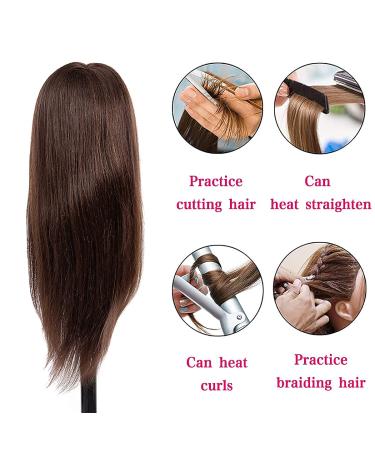 26''-28'' Long Hair Mannequin Head with Real Hair 60% - Cosmetology Doll for Hairdresser Practice - Straight Hair with 7 Tools - Stable Clamp Stand - 26inch No Makeup 4 - Buy Online on GoSupps.com