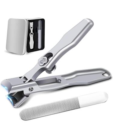 German Nail Clippers for Men Lux Grip German Nail Clippers Lux Nail Clipper for Thick Nails Ultra Sharp Anti-Splash Nail Clippers with Catcher File(Silver)