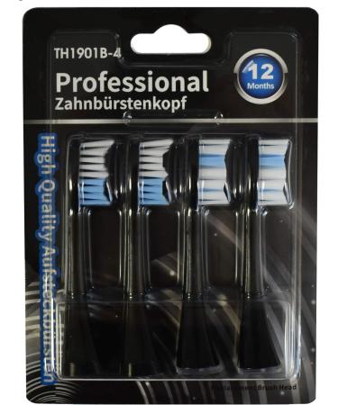 Tristan Auron 4x Replacement Toothbrush Heads - Compatible Sound Toothbrush Brush Heads (Black) for Business Class - High-Quality Electric Brush Replacement - Buy Online on GoSupps.com