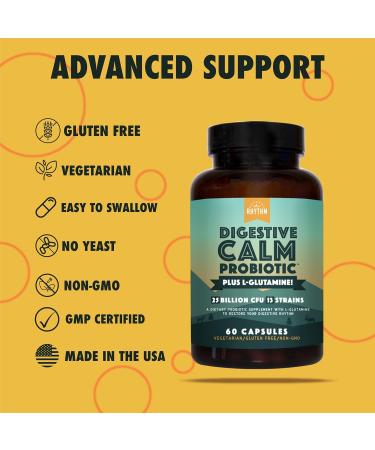 Natural Rhythm Digestive Calm Probiotic + L-Glutamine 25 Billion CFU 13 Strains Digestive & Immune Support Supplement Vegetarian Capsules (60 Count) - Buy Online on GoSupps.com