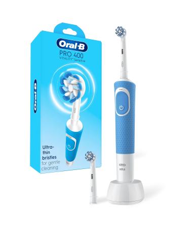 Oral-B Pro 400 Sensitive Vitality Electric Toothbrush with (2) Brush Heads Rechargeable Blue Sensitive Toothbrush
