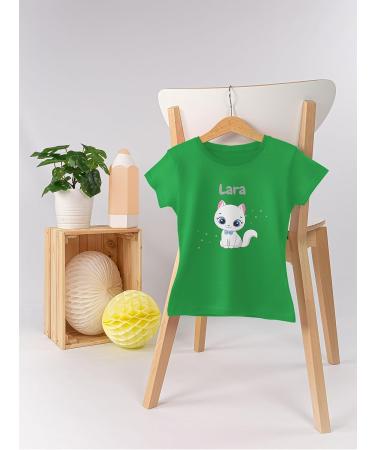 Personalized Cat T-Shirt for Girls - Cute Cat Motif by Shirtracer - Ideal Gift for Cat Lovers - Size 10 Green - Buy Online on GoSupps.com