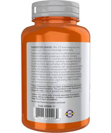 Now Sports Nutrition Betaine Powder Endurance* Pure Powder Enhances Performance* Maintains Muscle* 6 oz (170 g) - Buy Online on GoSupps.com