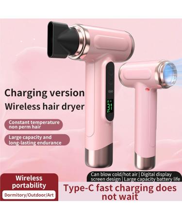 Cordless Ionic Hair Dryer 200W Rechargeable Portable Hair Dryer with Airflow Multiplier Technology Rotating Nozzle Multi Modes for Home School Travel - Buy Online on GoSupps.com