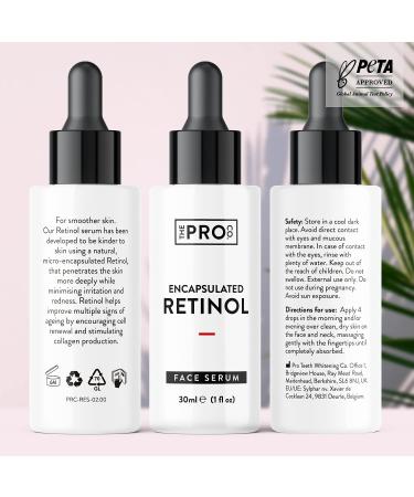 Nano-Encapsulated Retinol Serum 30ml - Active Formula Anti-Ageing Retinol for Face - Vegan Skincare for Acne Treatment Blemishes Scars Wrinkles Fine Lines & Sensitive Skin - Made by The Pro Co. cNano-Encapsulated Retinol Serum 30ml - Buy Online on GoSupps.com