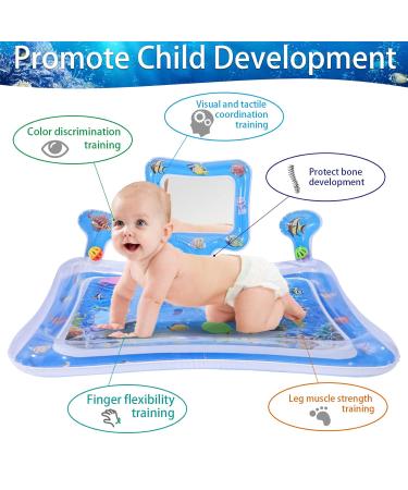 Buy TikPlus Inflatable Water Play Mat for Babies | Sensory Toy with Mirror & Bell | Ideal for 3-9 Months | 70x50cm Blue - Buy Online on GoSupps.com