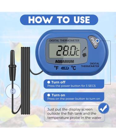 Digital Aquarium Thermometer - 2-Pack LCD Water Temperature Sensors with Suction Cup for Turtle & Fish - Accurate Terrarium Monitoring - Buy Online on GoSupps.com