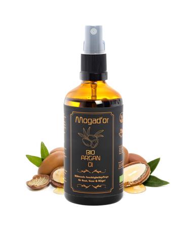 Organic Cold Pressed Argan Oil / Natural Cosmetics / 100% Pure / For Hair, Skin & Nails / Liquid Gold from Morocco / 100 ml in a Light-Protected Brown Glass Bottle / Moisturizing Care
