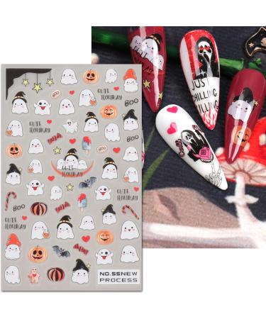 JMEOWIO 6 Sheets Halloween Nail Art Stickers Decals Self-Adhesive Cute Skull Horror Ghost Witchy Spider Web Bat Spook Nail Supplies Nail Art Design Decoration Accessories - Buy Online on GoSupps.com