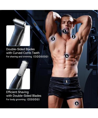 Body Hair Trimmer for Men | Waterproof Electric Groomer Kit for Groin & Pubic Hair | Includes 2 Replacement Blades & Accessories - Buy Online on GoSupps.com