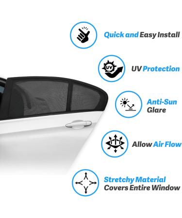 Double-Sided UV Protection Car Sun Shade for Babies & Children - 2-Piece Rear Window Cover & Mosquito Protection - Buy Online on GoSupps.com