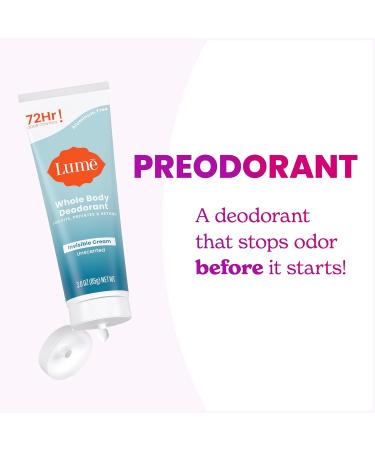 Lume Whole Body Deodorant - Invisible Cream Tube - 72 Hour Odor Control - Aluminum Free Baking Soda Free Skin Safe - 3.0 ounce (Unscented) Unscented 3 Ounce (Pack of 1) - Buy Online on GoSupps.com