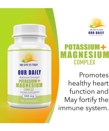 Potassium Magnesium Supplement 500mg - 90 Capsules - Muscle Recovery & Leg Cramp Relief - Gluten-Free & Non-GMO - Buy Online on GoSupps.com