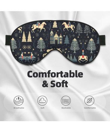House Deer Tree Christmas Print Unisex Sleep Eye Mask - Soft Comfort Eye Shade for Travel Yoga & Shift Work - Buy Online on GoSupps.com