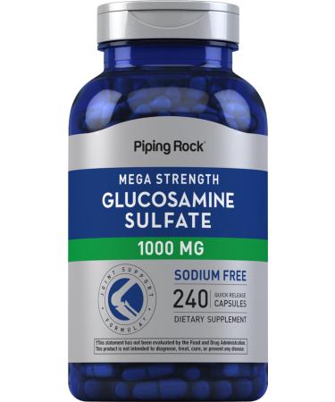 Piping Rock Glucosamine Sulfate 1000mg | 240 Capsules | Mega Strength | Joint Support | Sodium Free | Non-GMO & Gluten Free Supplement