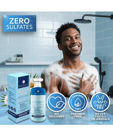 BELLISSO Salicylic Acid Body Wash - Men's and Women's Exfoliating Liquid Soap for Back Acne and KP - For Oily and Sensitive Skin - Sulfate Free Formula - 16 Fl Oz - Buy Online on GoSupps.com