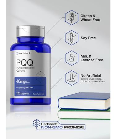 Horb ach PQQ Supplement 40 mg | 120 Capsules | Maximum Strength | Non-GMO and Gluten Free Supplement | Pyrroloquinoline Quinone Disodium Salt - Buy Online on GoSupps.com