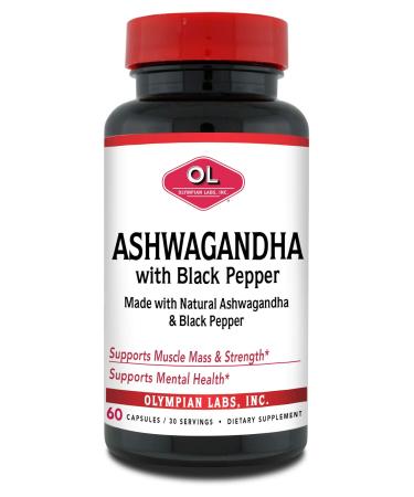Olympian Labs Organic Ashwagandha with Black Pepper Supports The Brain Health - 60 Vegan Capsules 1300mg