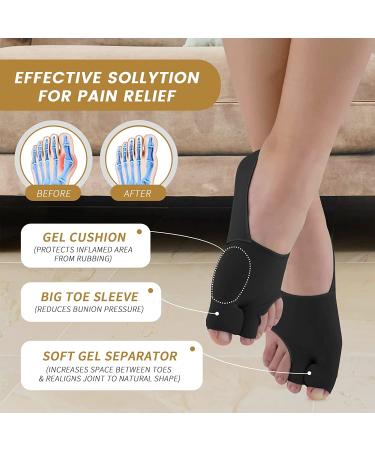 Huninpr Bunion Corrector & Relief Kit - 3 Pack Set for Hallux Valgus Correction - Non-Surgical Toe Separator & Protector Sleeve for Pain Relief - Black - Buy Online on GoSupps.com