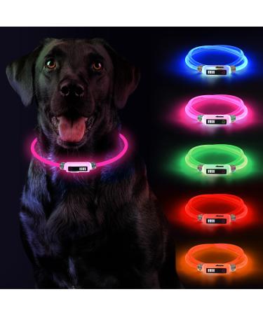 Luminaire band dog yordawn led dog collar usb rechargeable waterproof length adjustable pet safety collar power display 3 lighting modes for small medium -sized dogs and cats pink