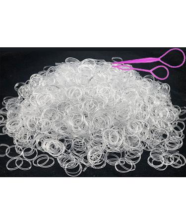 2500 PCS Hair Bands  Clear Elastic Hair Band  Mini Hair Rubbers Ties for Girls Ponytail Hair Accessories  Soft Elastic Bands Non-Slip Small Hair Ties  with 2 PCS Topsy Tail Hair Tools.