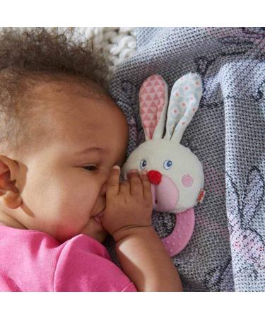 HABA Chomp Champ Bunny Teether - with Crinkle Ears and Plastic Teething Ring for Babies from Birth and Up - Buy Online on GoSupps.com