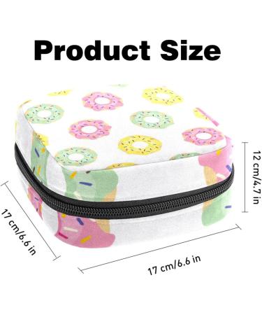 Stylish Menstruation Pad Bag with Zipper | Women's Napkin & Tampon Collection Bags in Yellow Pink Green & Donut Pattern - Buy Online on GoSupps.com