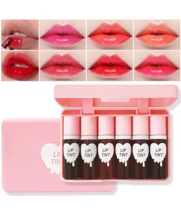 BEFIVECOK 6 Colors Lip Tint Stain Set  Natural Moisturizing Lightweight Korean Lip Tint  High Pigment Waterproof Lip Gloss  Multi-use Long-Lasting Non-Sticky Korean Lipstick (Set B)