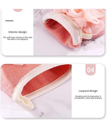 2PCS Pink Exfoliating Shower Gloves & Flower Bath Ball - Deep Cleaning Body Pad for Spa & Bathhouses - Buy Online on GoSupps.com