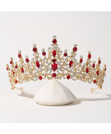 SWEETV Crystal Royal Queen Crown Tiara - Rhinestone Princess Headband for Prom & Birthday in Red - Buy Online on GoSupps.com
