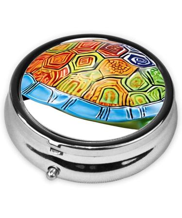 Sea Turtle Printed Mini Round Pill Box - 3 Compartment Portable Pill Organizer for Travel Home & Office Use - Buy Online on GoSupps.com